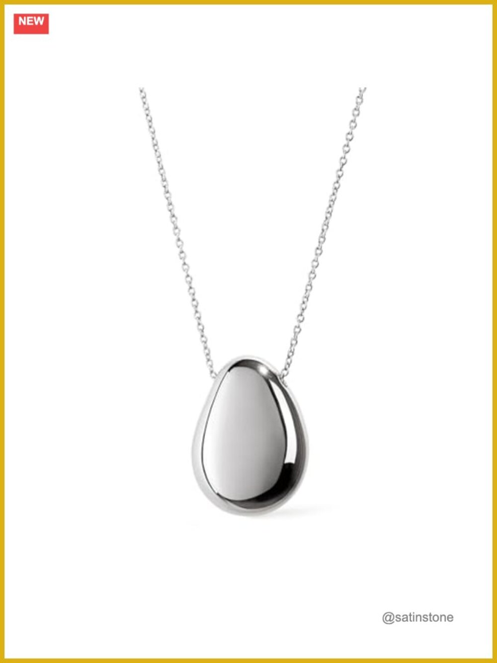 Teardrop Pendant Necklace 14K Gold Plated Silver Rhodium Plated